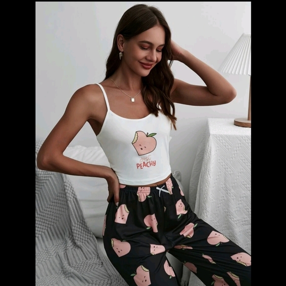 🍑 Peach Graphic Pajama Set - Picture 3 of 7